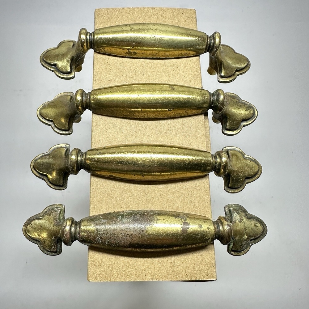 Keeler Brass Drawer Cabinet Handles Rare Set of 4 Vintage N-13963 3” Center